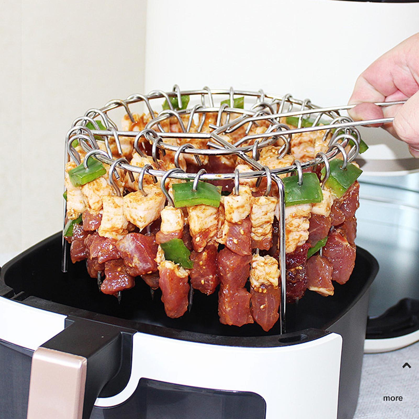 Kitchen Appliances Hobart - Tragbarer Edelstahl-Heißluftfritteusengrill, rund, mit hängenden Grillspießen,
