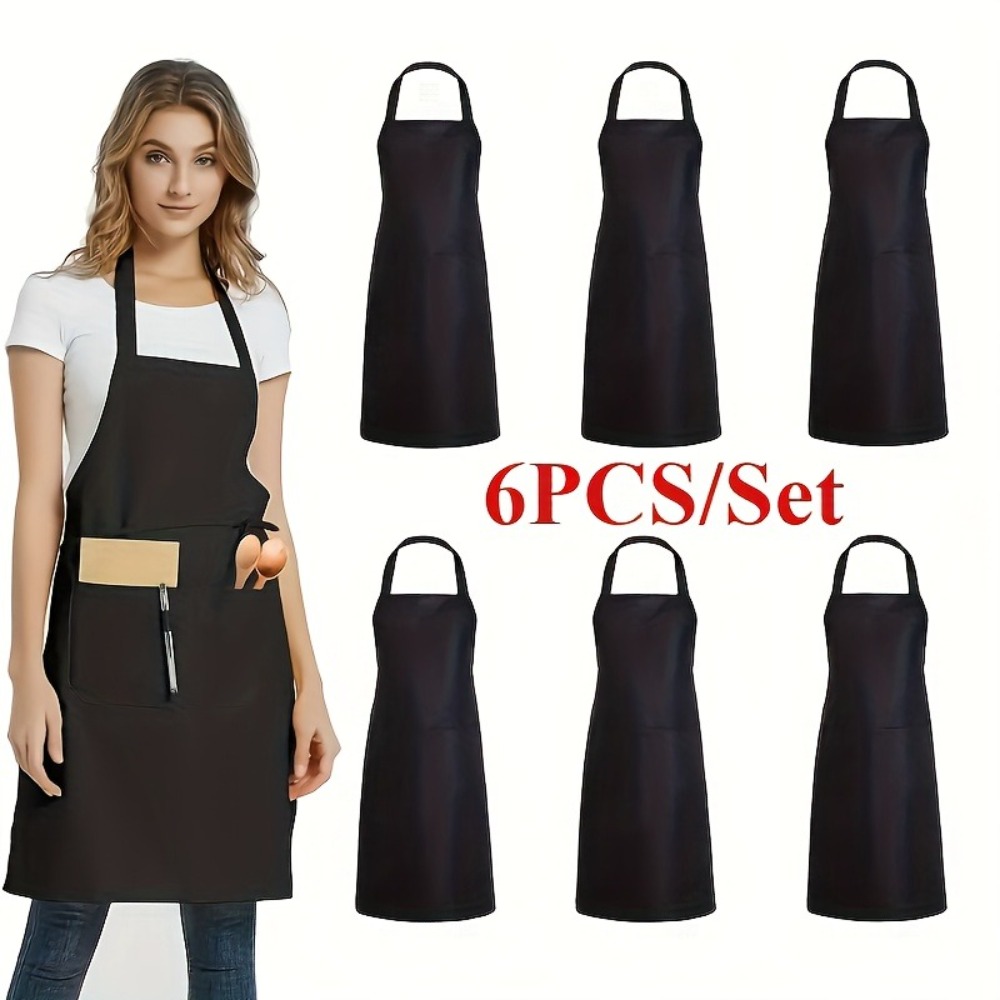 Kitchen Appliances Hobart - 6-teiliges Set Modische Hochwertige Schwarze Schürzen