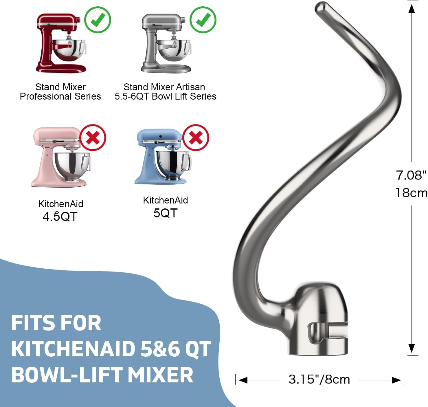 Edelstahl-Knethaken für Kitche – Kitchenaid Mixer Pro 600 Bewertung und Preis